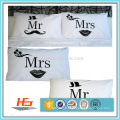 Wholesale Cotton Material Custom Printed Couples Mr and Mrs Pillow Covers